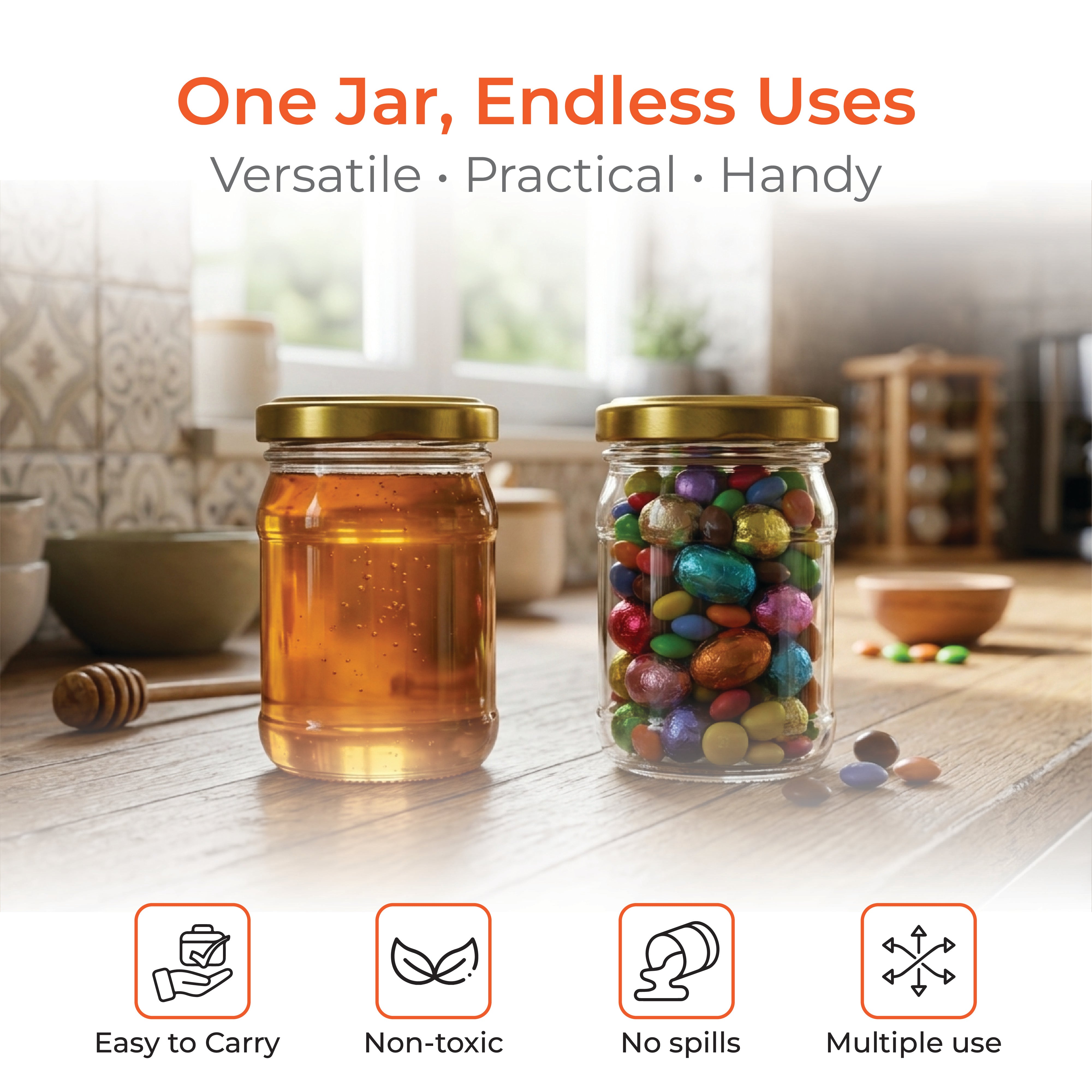 120ml Round Glass Jar with Golden Cap