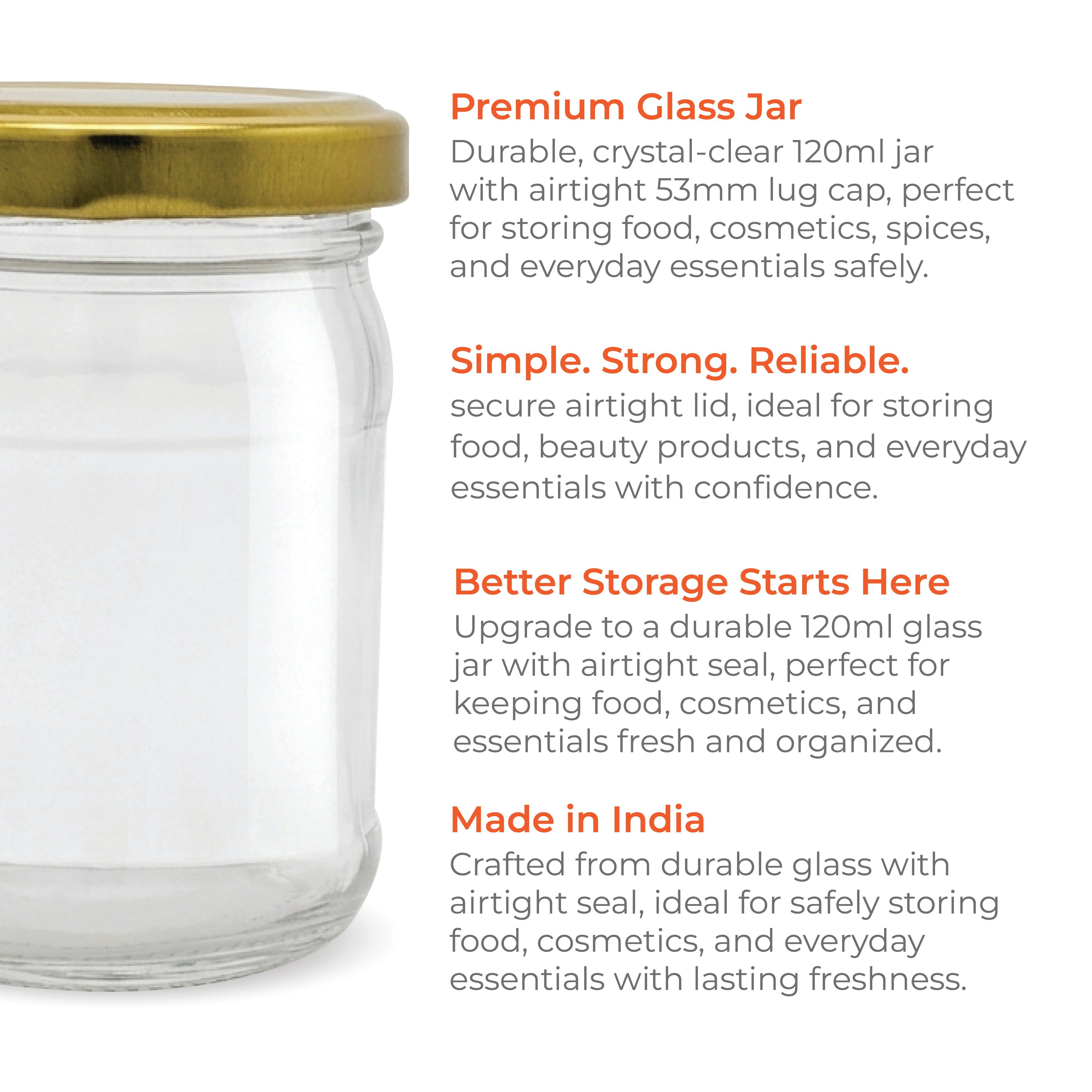 120ml Round Glass Jar with Golden Cap