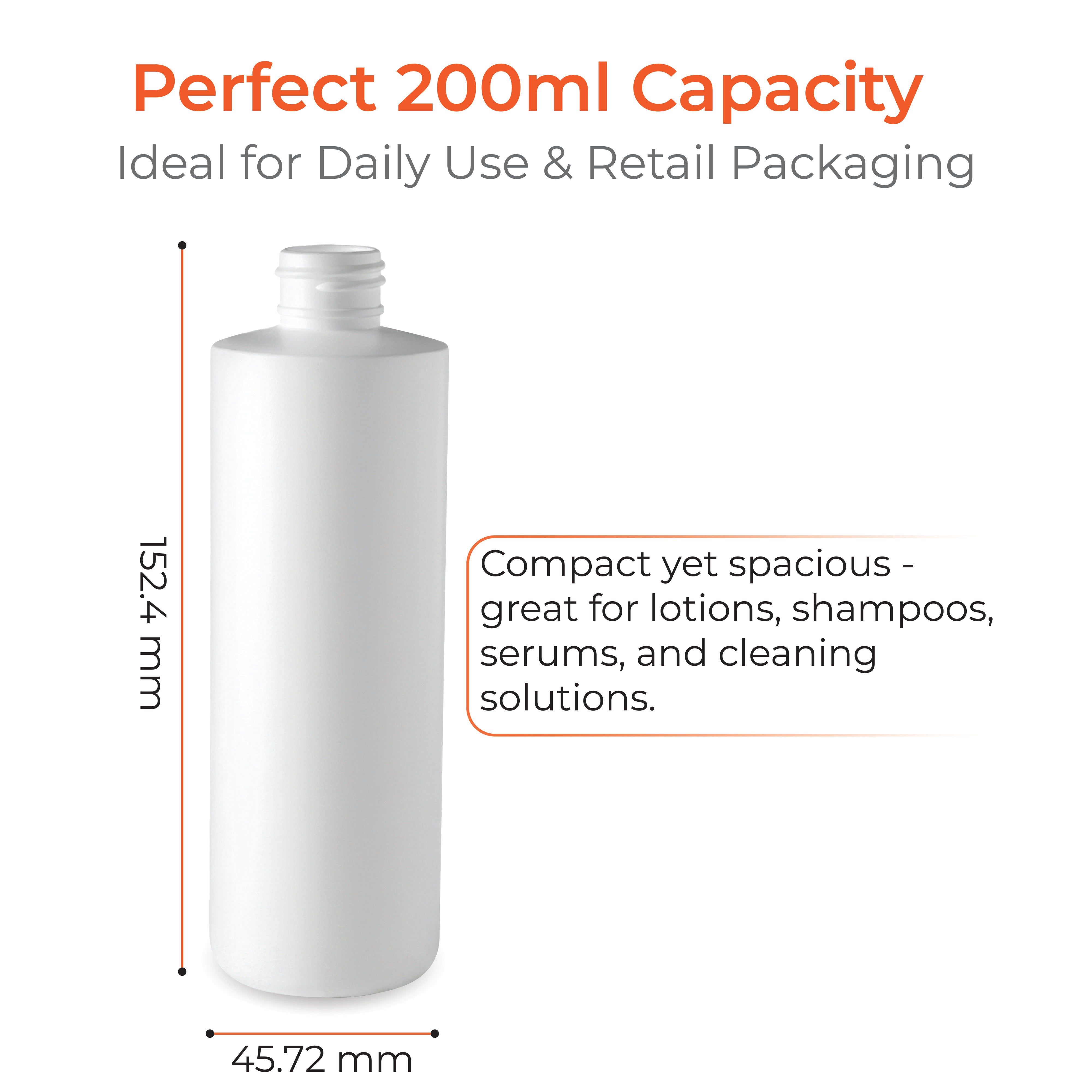 200ml Empty Milky White PET Plastic Bottle for Shampoo, Lotion & Serum Packaging