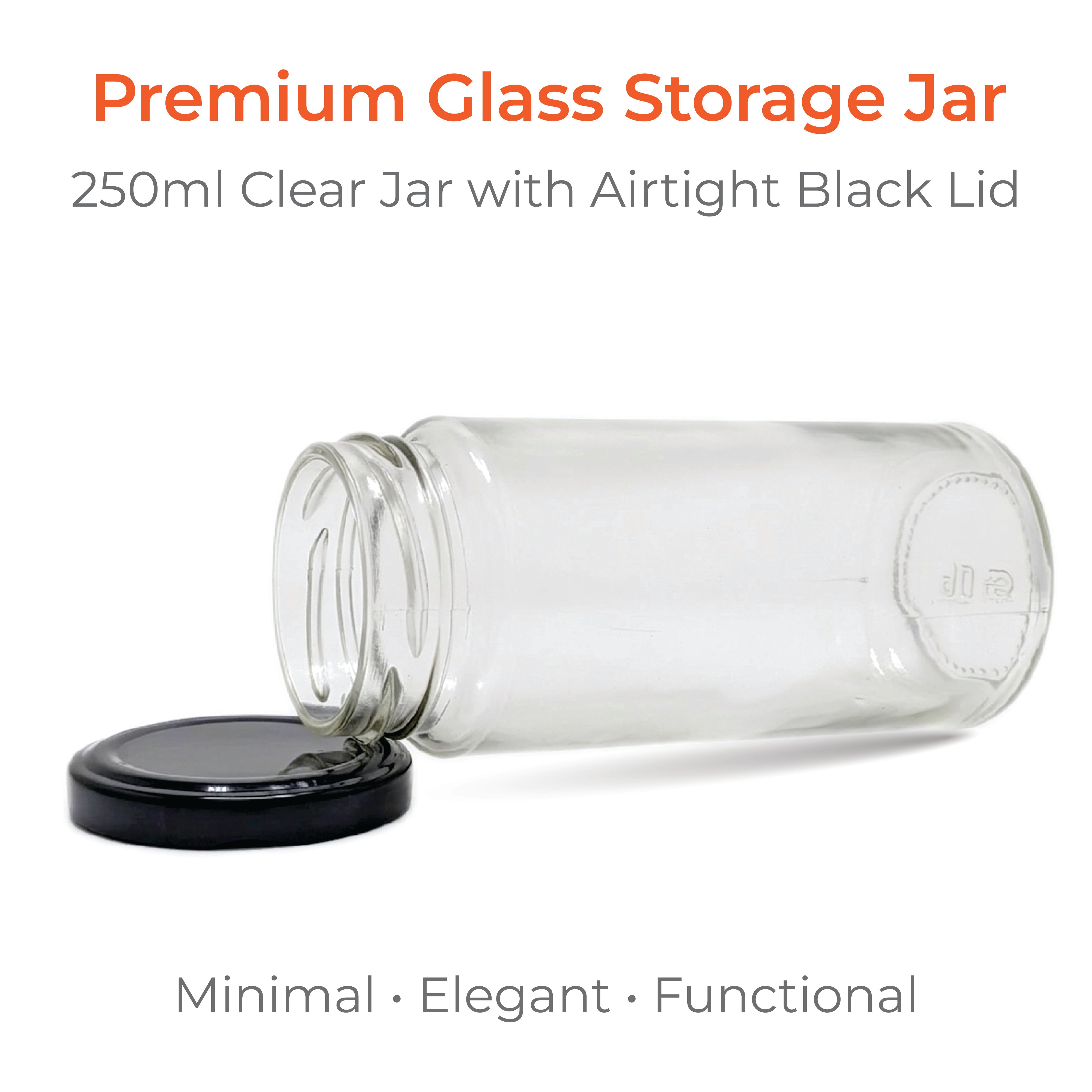 250ml Bamboo Glass Jar with 53mm Lug Cap
