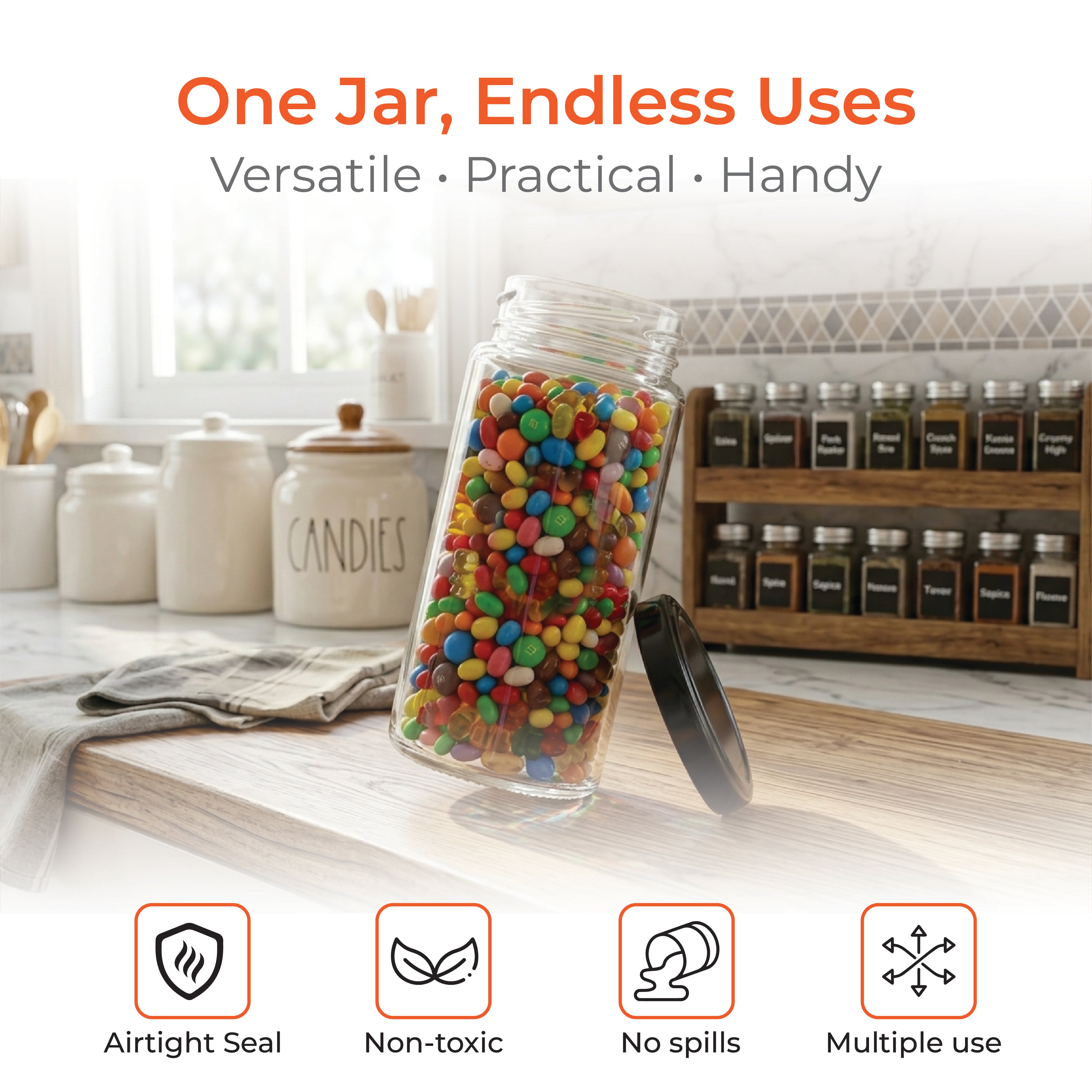 250ml Bamboo Glass Jar with 53mm Lug Cap