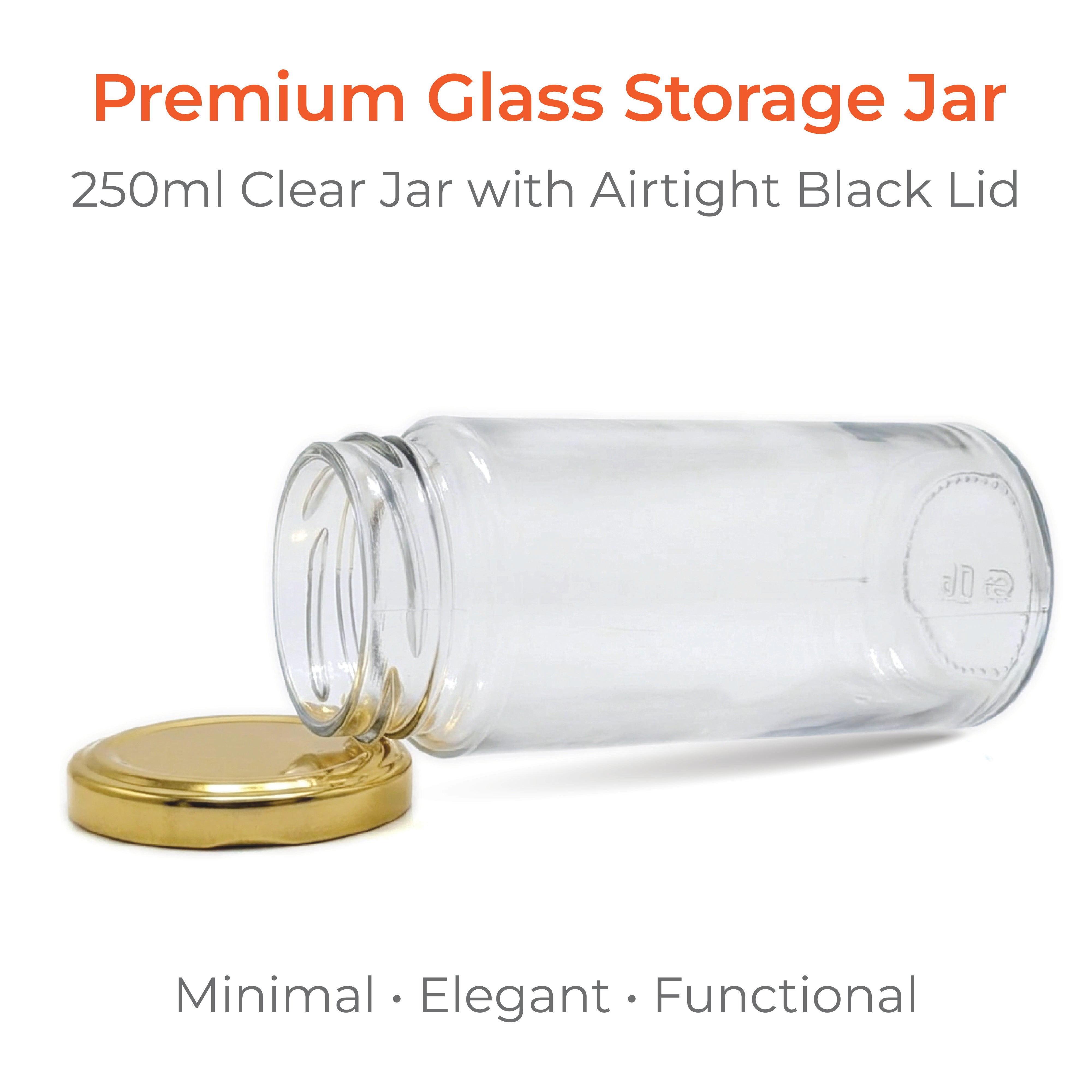 250ml Bamboo Glass Jar with 53mm Lug Cap