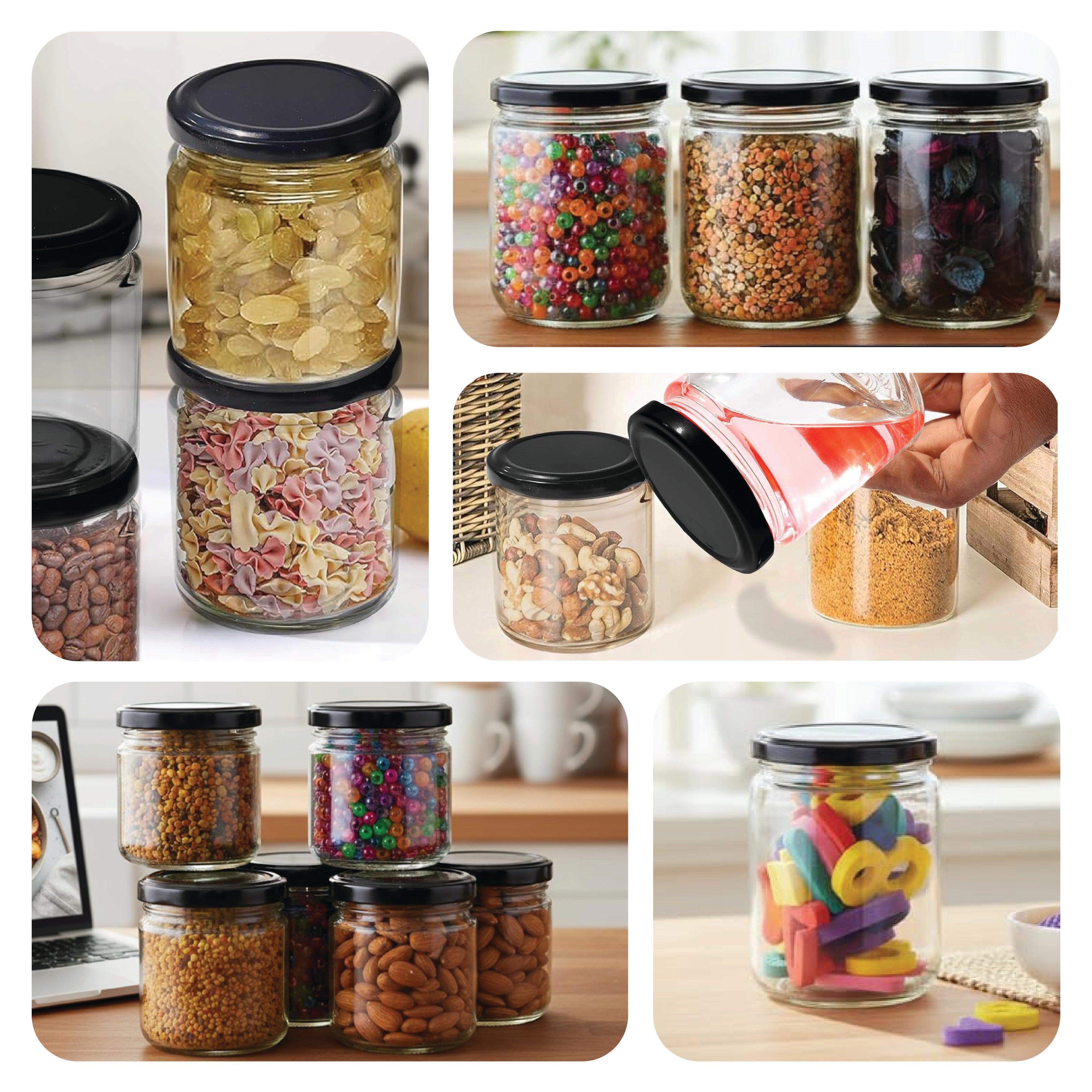 200ml Salsa Glass Jar with 63mm Lug Cap for Pickles, Sauces, Jam & Food Packaging