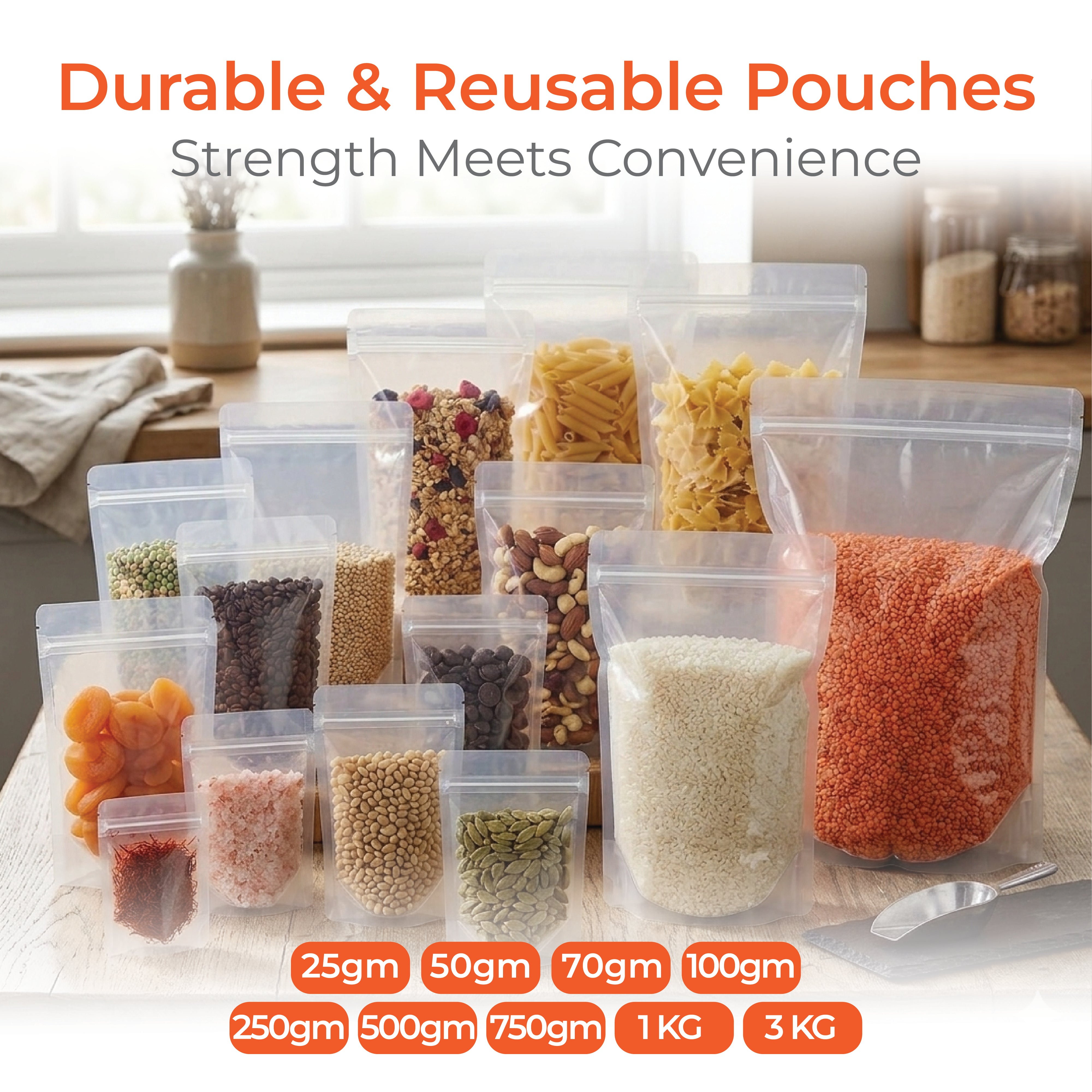 Transparent / Clear Stand Up Zipper Pouch