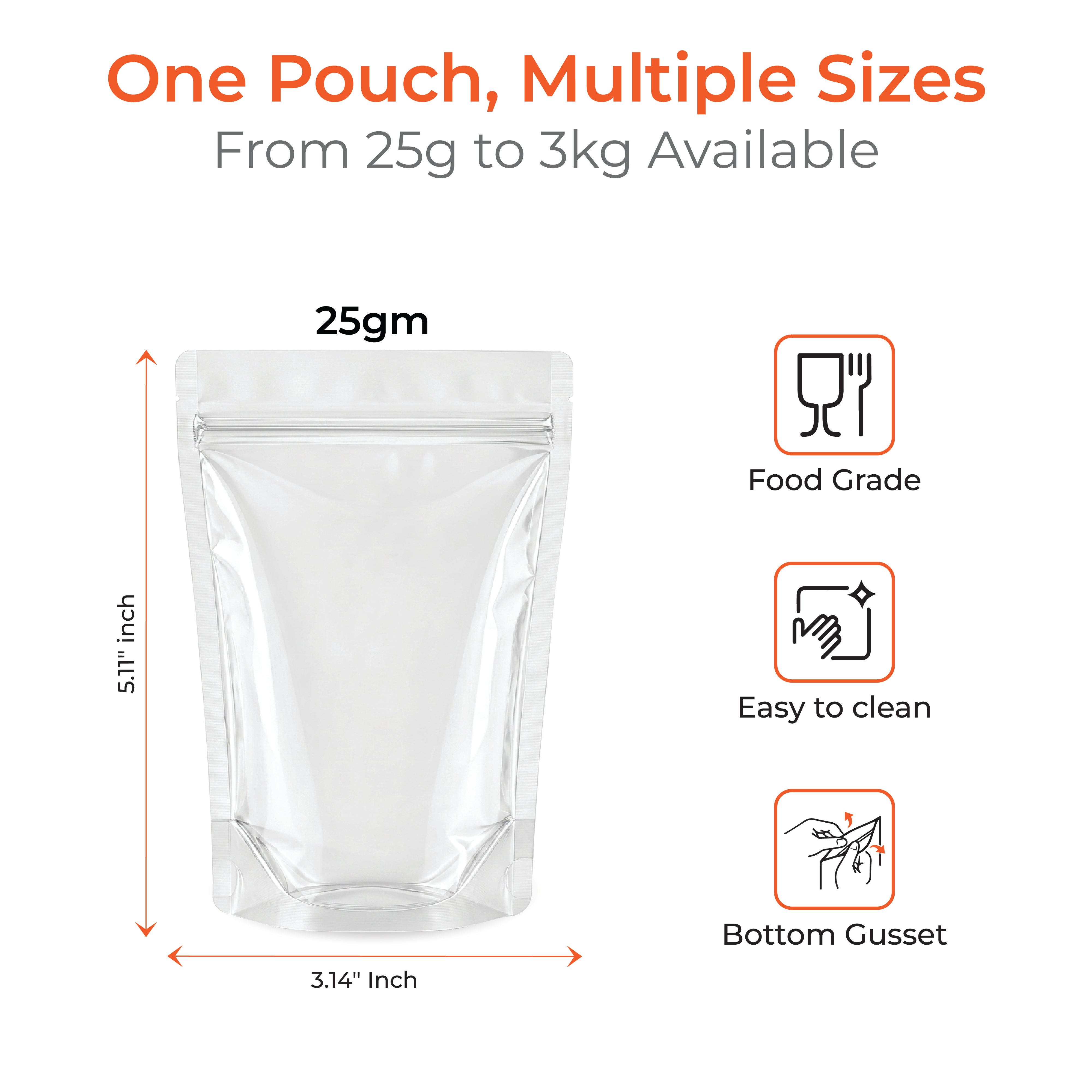 Transparent / Clear Stand Up Zipper Pouch