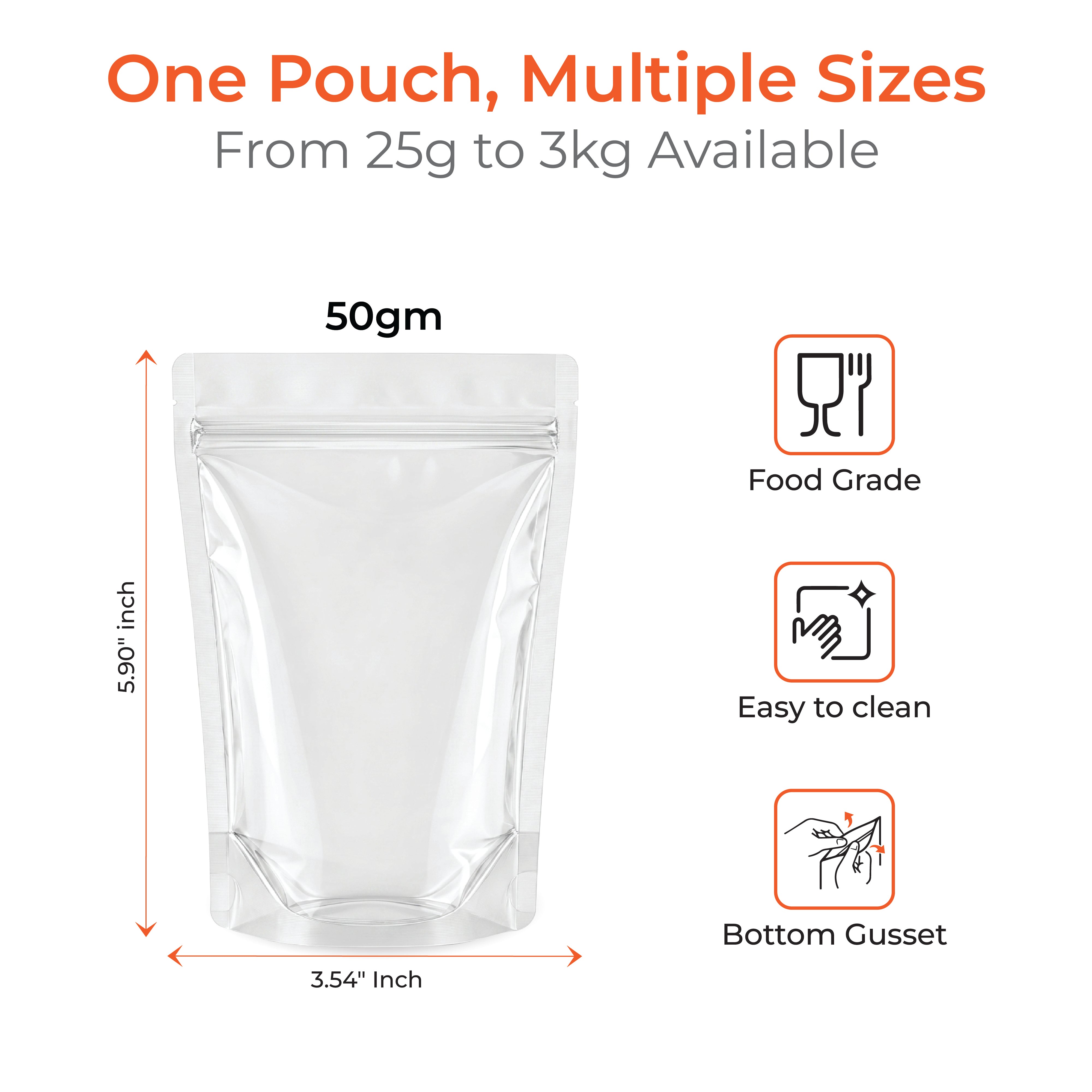 Transparent / Clear Stand Up Zipper Pouch
