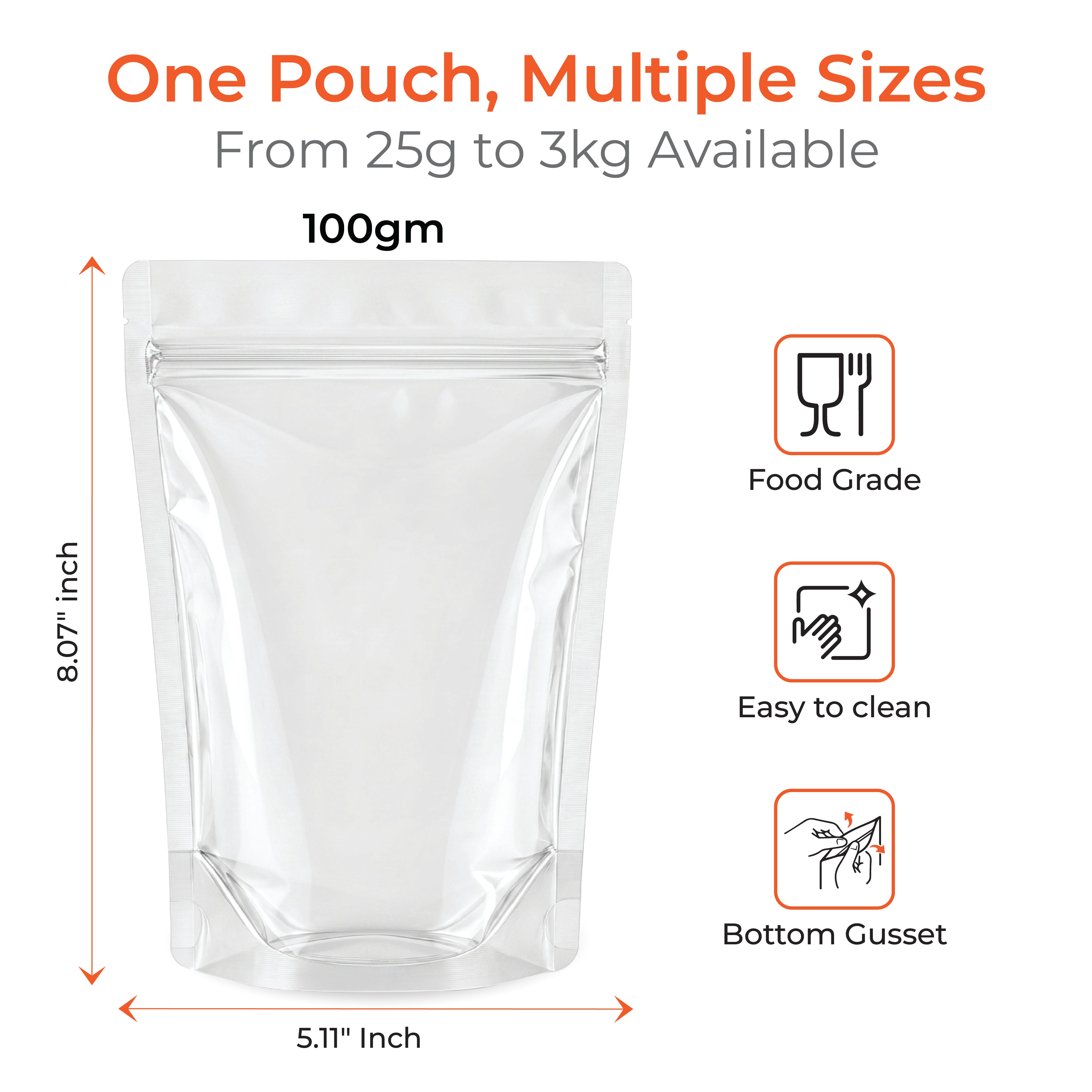 Transparent / Clear Stand Up Zipper Pouch