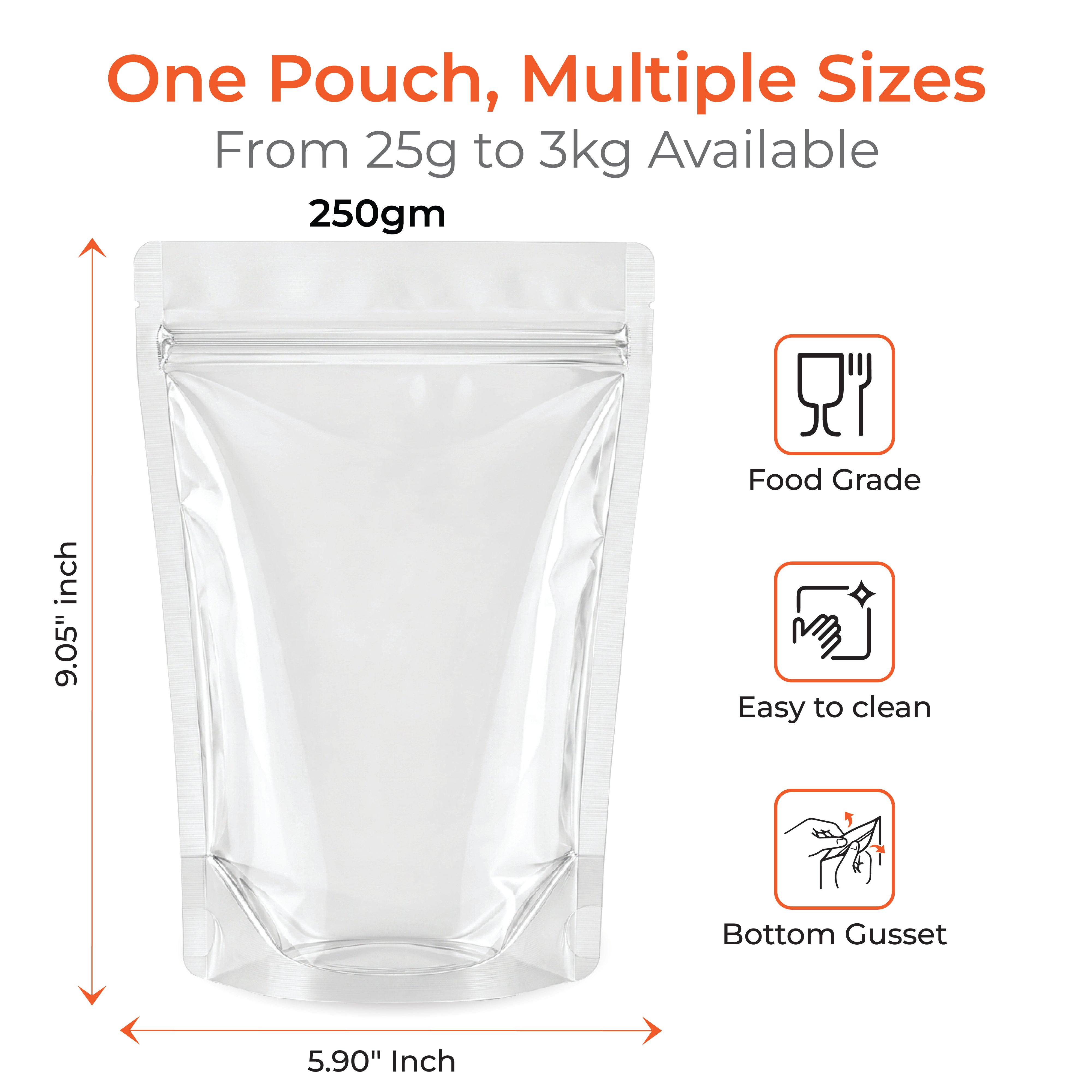 Transparent / Clear Stand Up Zipper Pouch