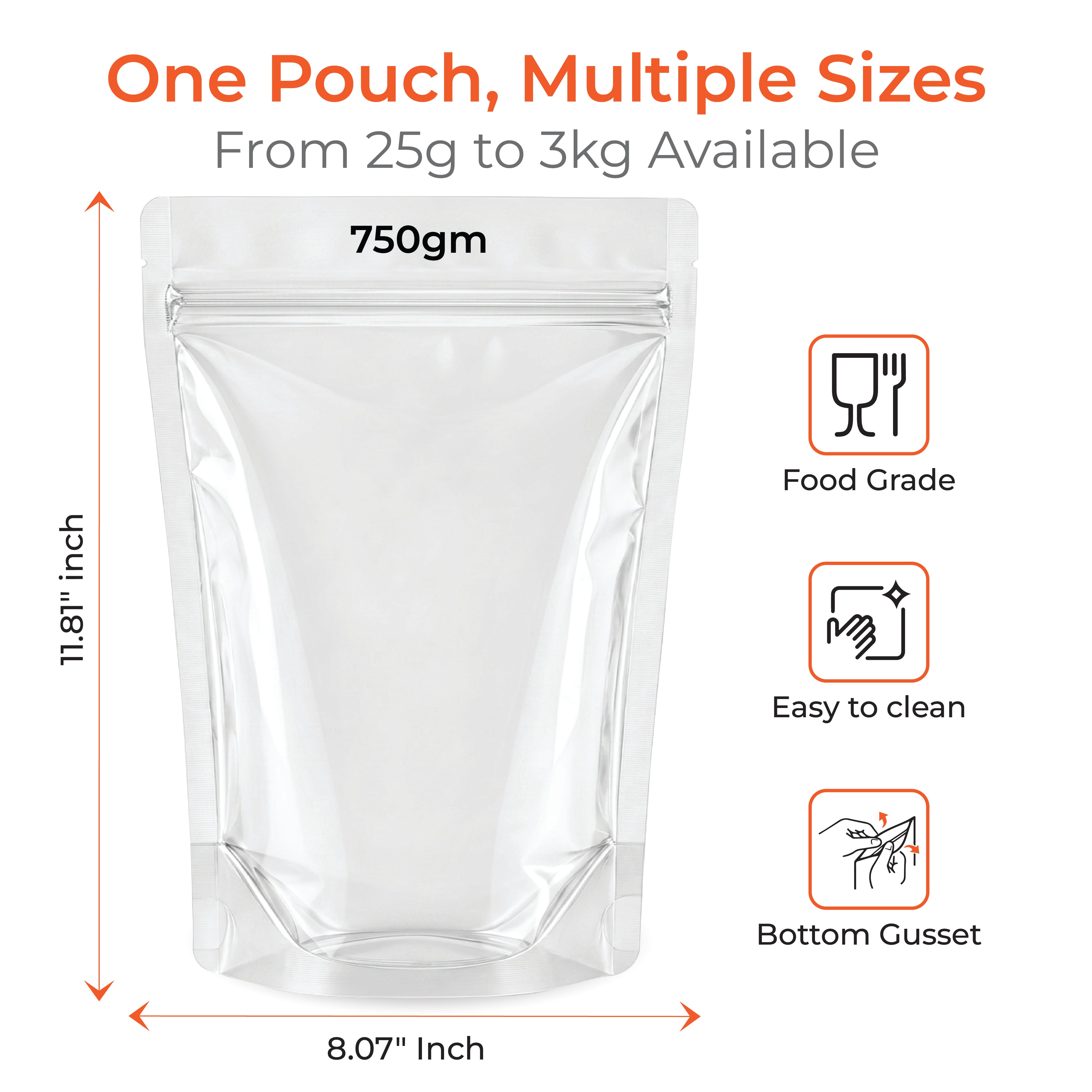 Transparent / Clear Stand Up Zipper Pouch