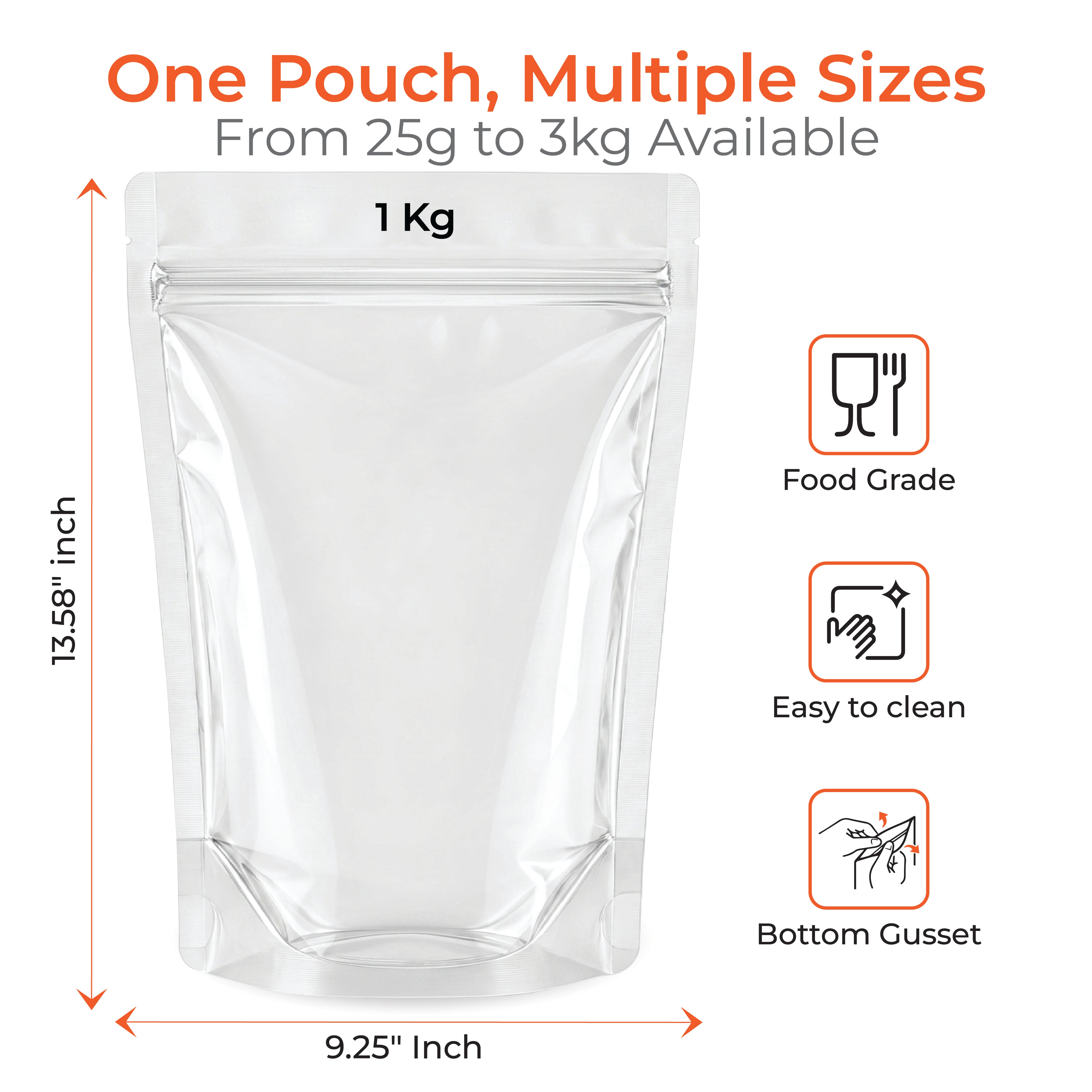 Transparent / Clear Stand Up Zipper Pouch