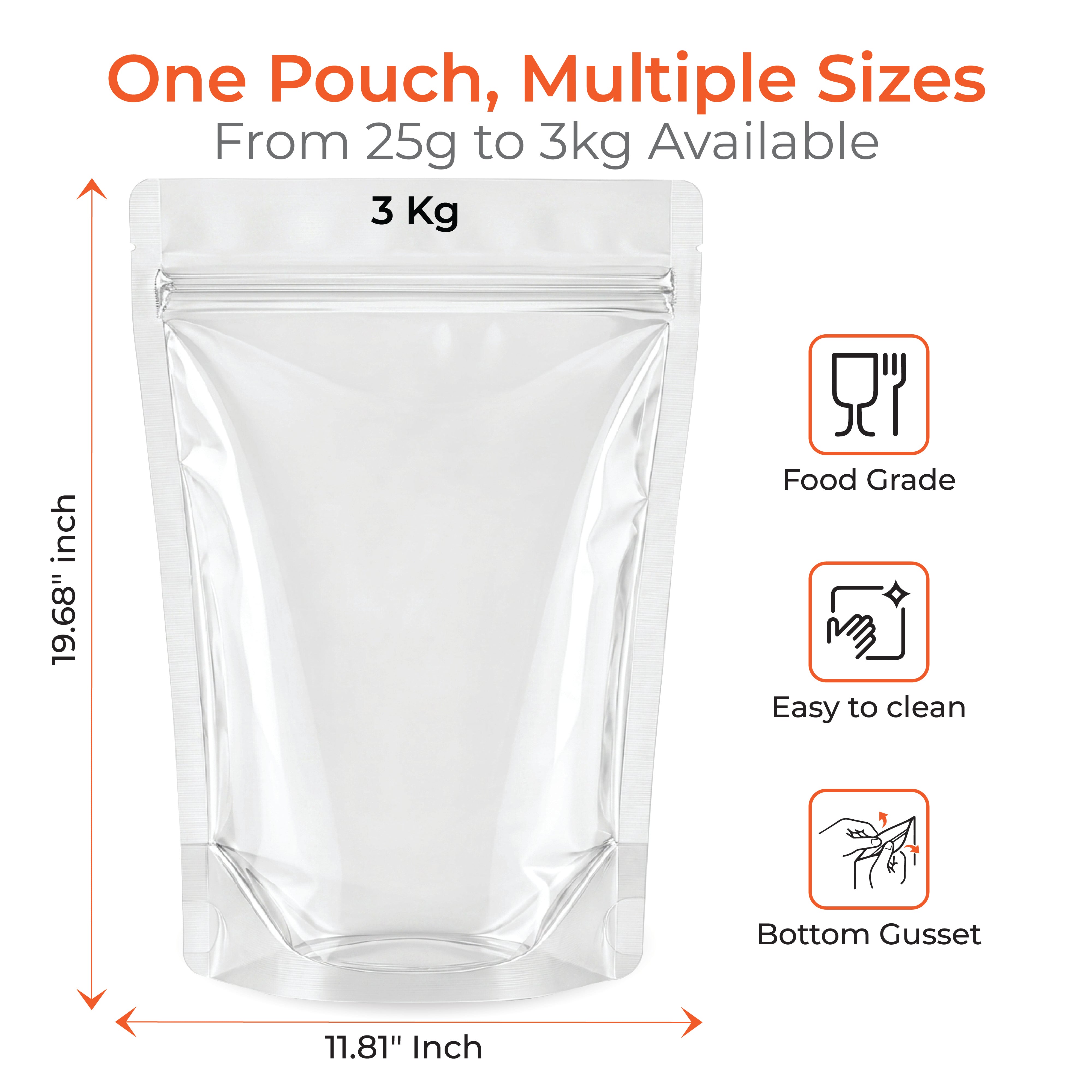 Transparent / Clear Stand Up Zipper Pouch