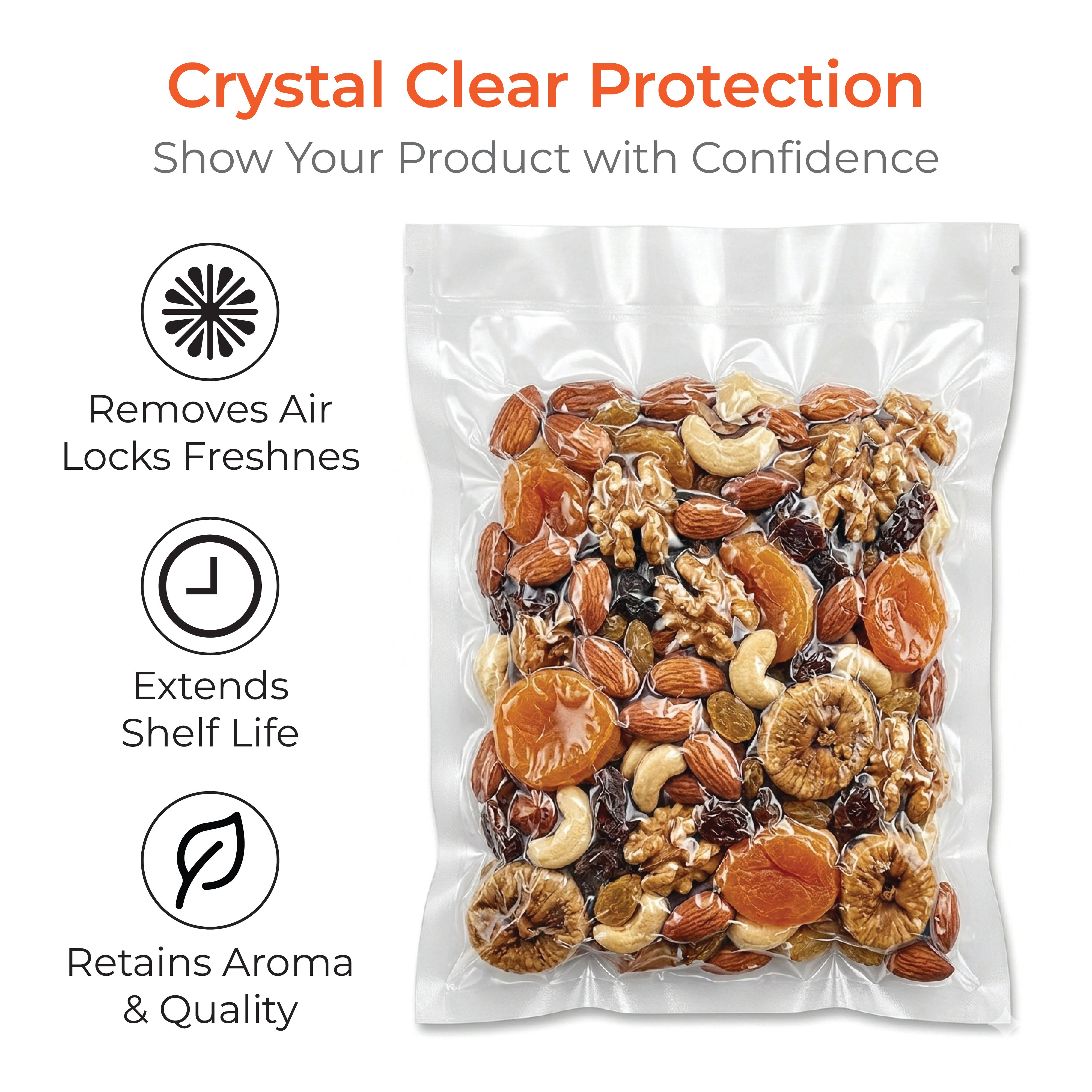 Vacuum Three Side Seal Transparent Pouch