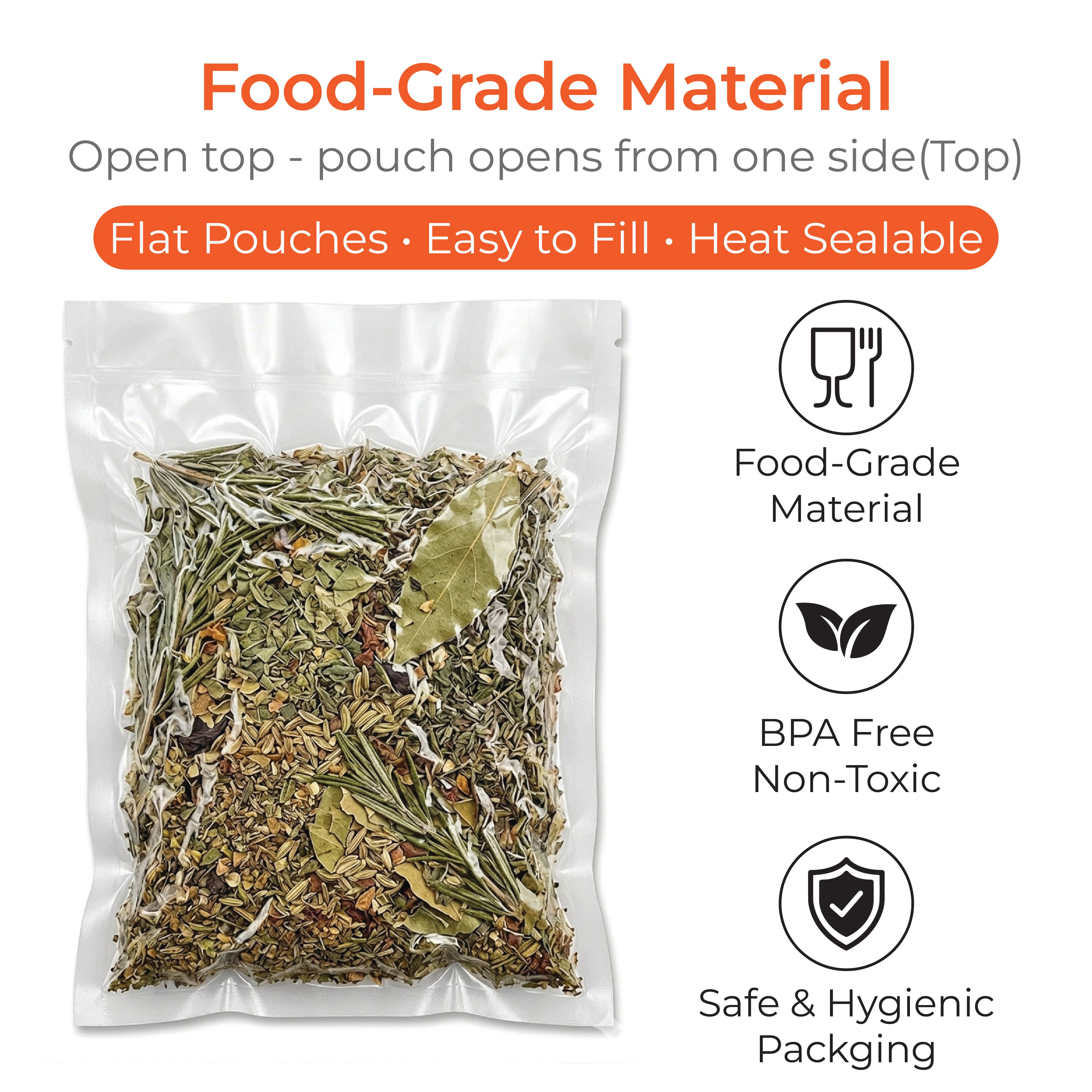 Vacuum Three Side Seal Transparent Pouch