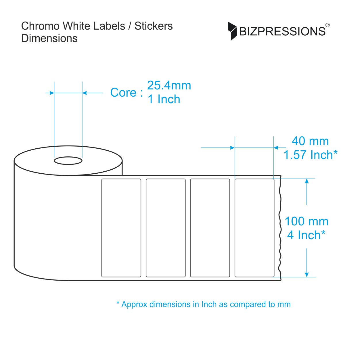 Chromo White Label Sticker Roll Without Ribbon