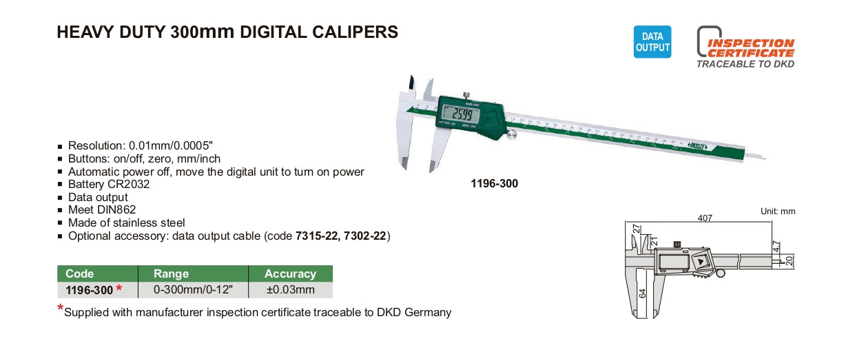 INSIZE Digital Caliper - Heavy Duty 1196