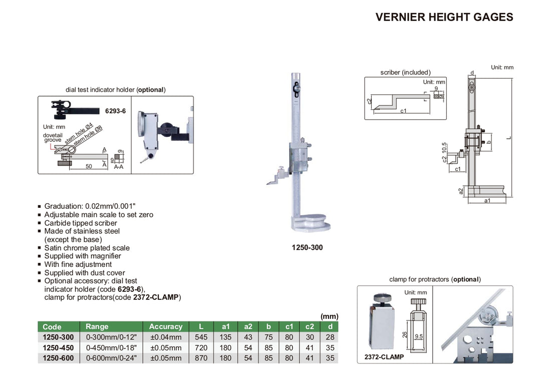 INSIZE Vernier Height Gauge / Gage 1250