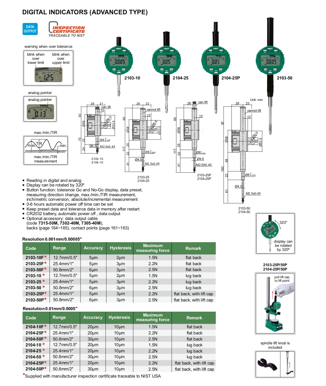 INSIZE Digital Indicators - Advanced Type 2103 - 2104