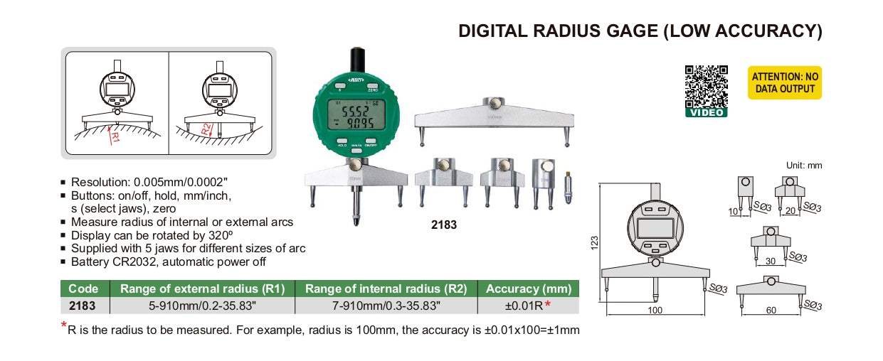 INSIZE Digital Radius Gage - low Accuracy 2183