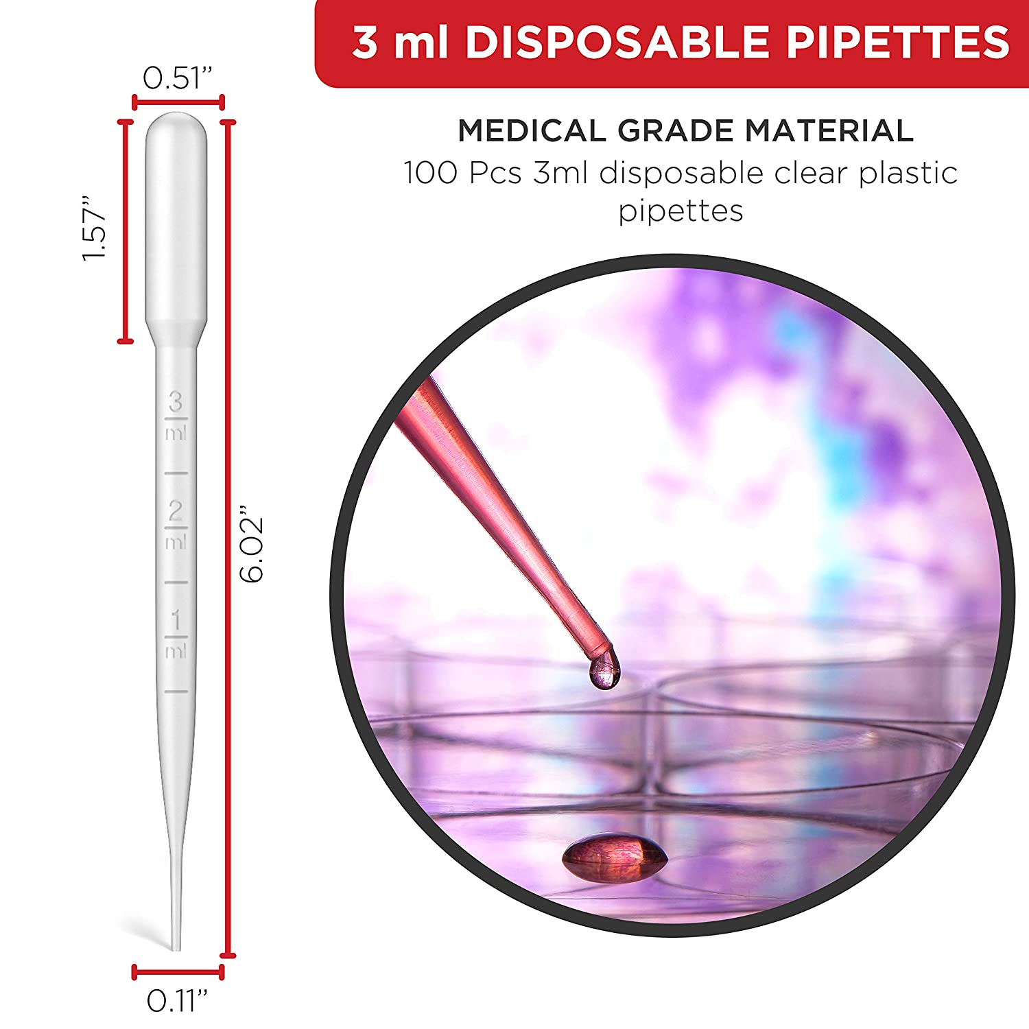 3 ml Pipette - Disposable / Plastic Dropper