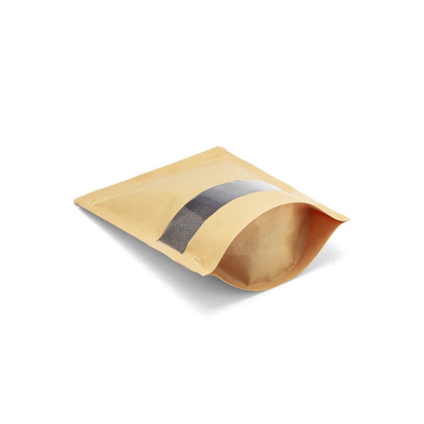 Craft / Kraft Paper Stand Up Zipper Pouch with Rectangle Window
