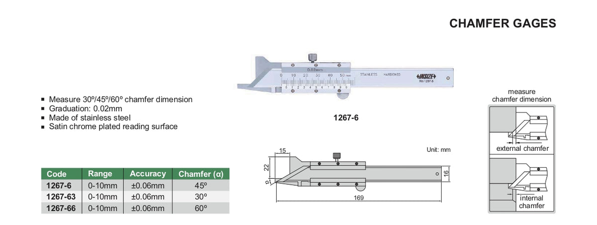 INSIZE Chamfer Gauge / Gage