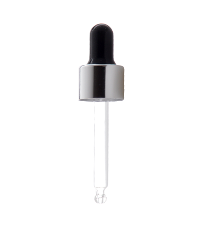 Black Rubber Glass Dropper for 18mm neck size bottle